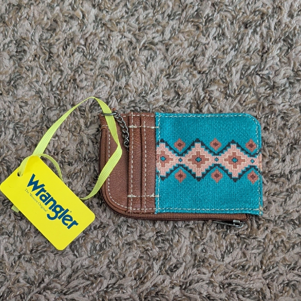 Wrangler Turquoise and Brown Aztec Card Key Wallet